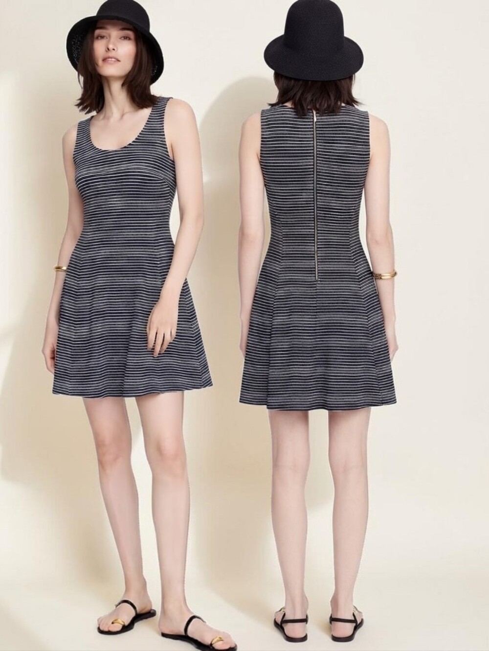 BANANA REPUBLIC Sloan Sleeveless Fit & Flare Striped Skater Dress - Size 6